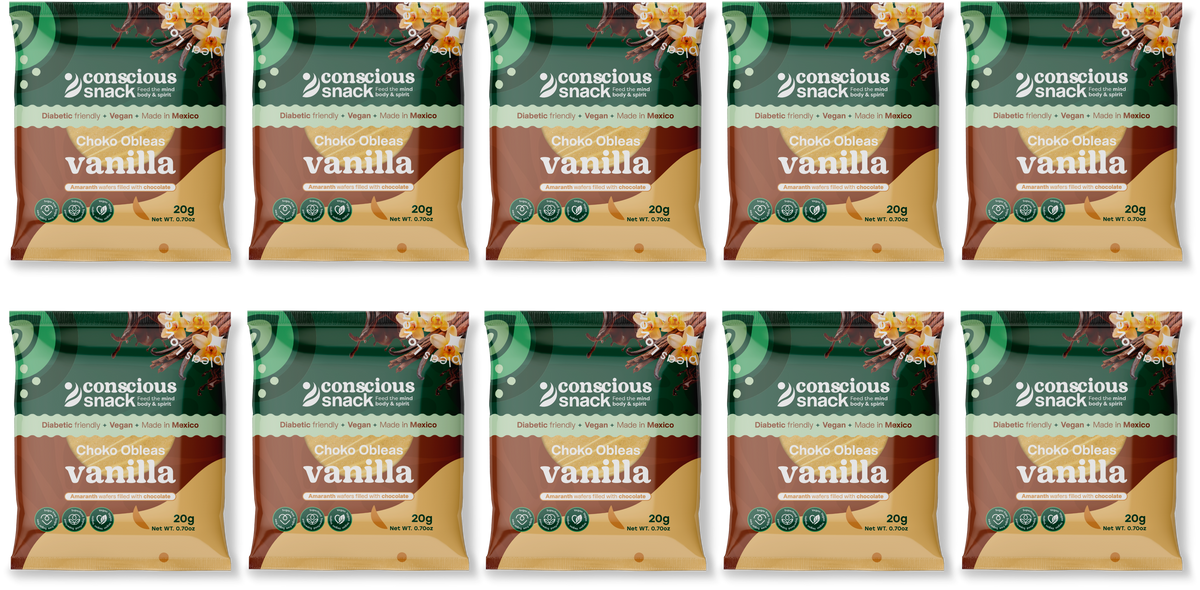 ConsciouSnack Obleas Amaranth Wafers by Snackever - Vanilla Choko, 10-Pack