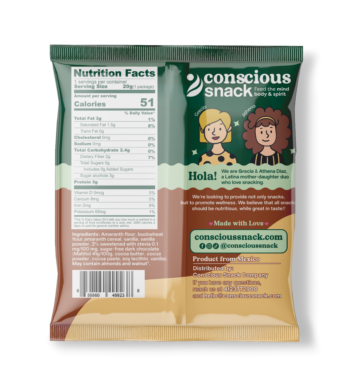 ConsciouSnack Obleas Amaranth Wafers by Snackever - Vanilla Choko
