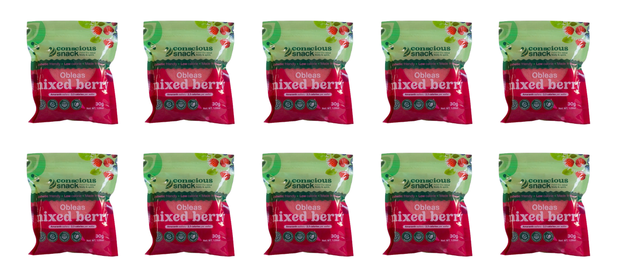 ConsciouSnack Obleas Amaranth Wafers by Snackever - Mixed Berry, 10-Pack