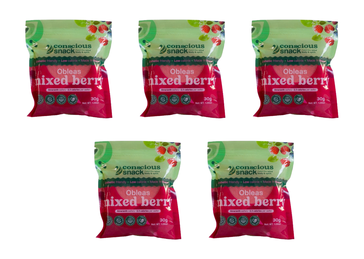 ConsciouSnack Obleas Amaranth Wafers by Snackever - Mixed Berry, 5-Pack