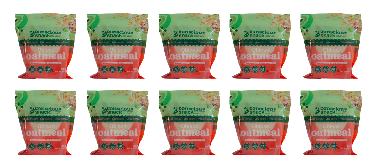 ConsciouSnack Obleas Amaranth Wafers by Snackever - Oatmeal, 10-Pack