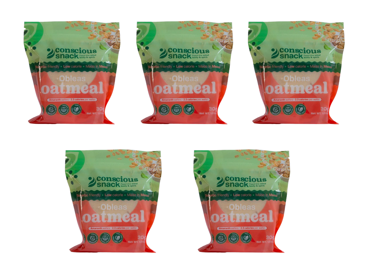 ConsciouSnack Obleas Amaranth Wafers by Snackever - Oatmeal, 5-Pack