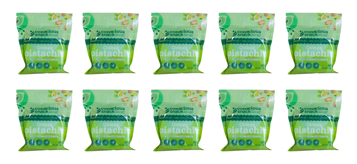 ConsciouSnack Obleas Amaranth Wafers by Snackever - Pistachio, 10-Pack