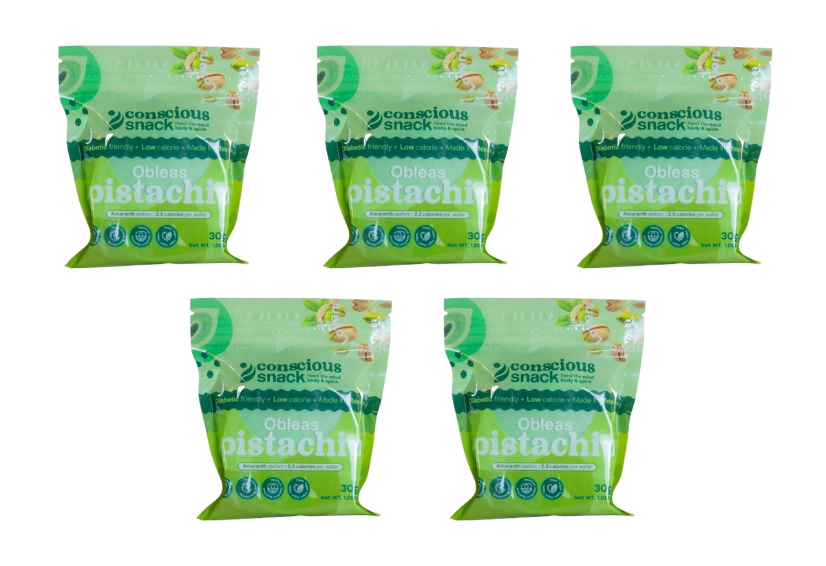 ConsciouSnack Obleas Amaranth Wafers by Snackever - Pistachio, 5-Pack