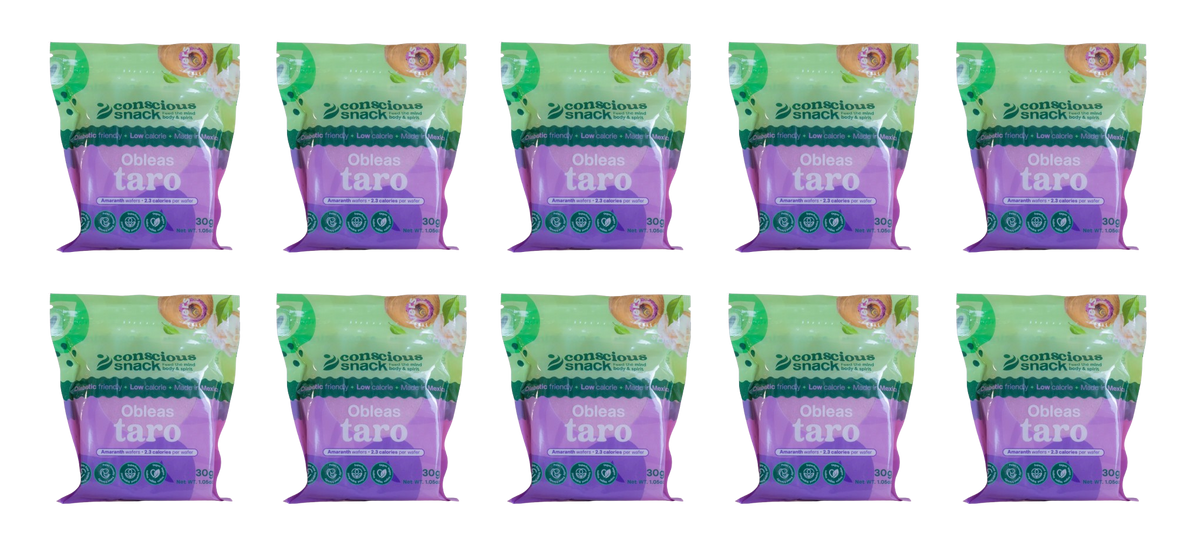 ConsciouSnack Obleas Amaranth Wafers by Snackever - Taro, 10-Pack