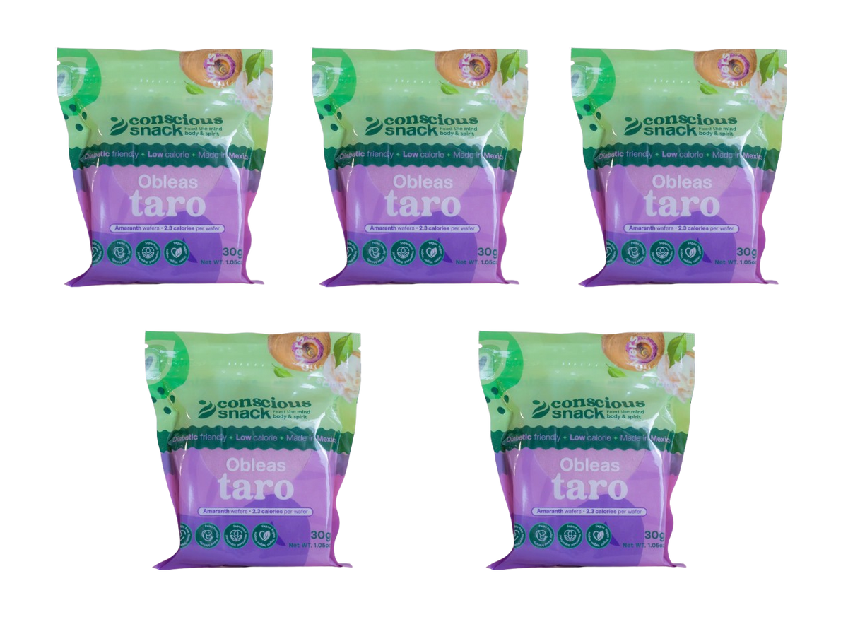 ConsciouSnack Obleas Amaranth Wafers by Snackever - Taro, 5-Pack