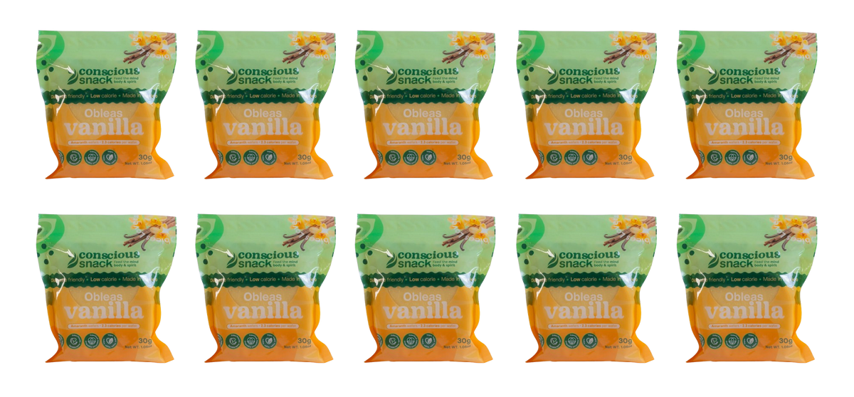 ConsciouSnack Obleas Amaranth Wafers by Snackever - Vanilla, 10-Pack