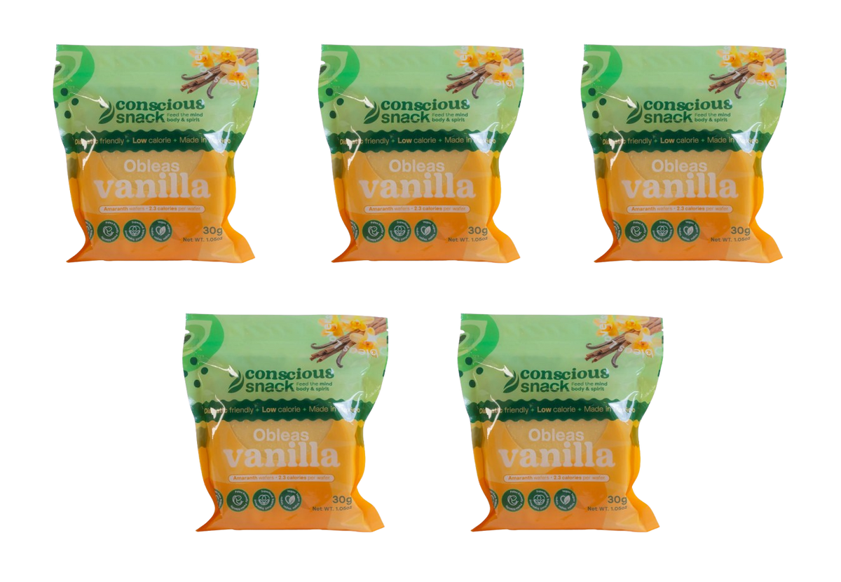 ConsciouSnack Obleas Amaranth Wafers by Snackever - Vanilla, 5-Pack