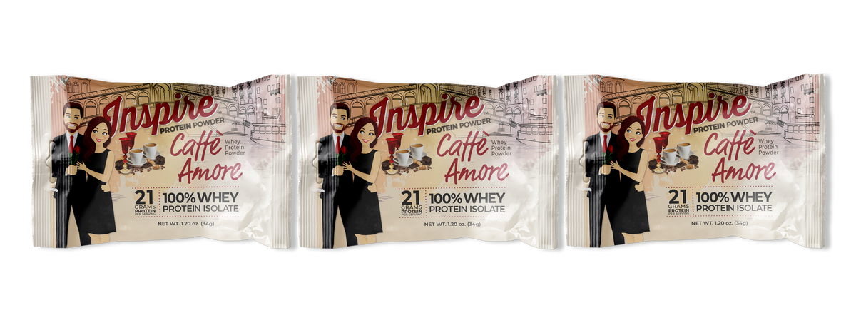 Inspire Caffe Amore Mocha Protein Powder - One Serving, 3-Pack