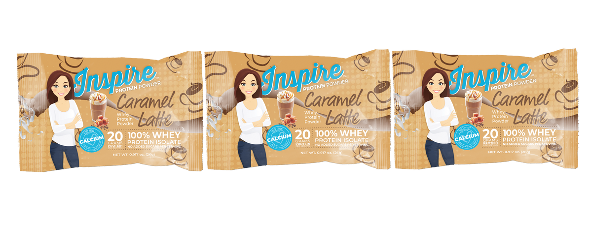 Inspire Caramel Latte Protein Powder - One Serving, 3-Pack