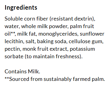 Ingredients for ChocZero No Sugar Added Dessert Sauce