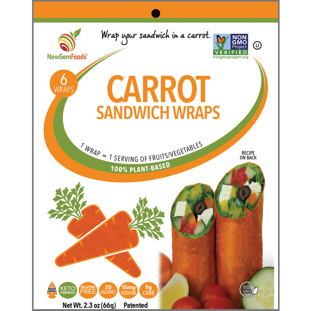 NewGem Foods GemWraps - Carrot, One Pack (6 Wraps)