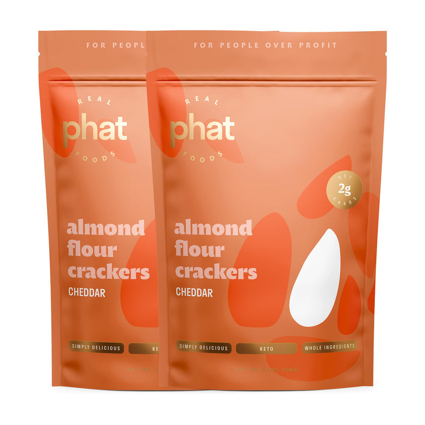 Almond Flour Crackers by Real Phat Foods (4.5 oz) - Cheddar