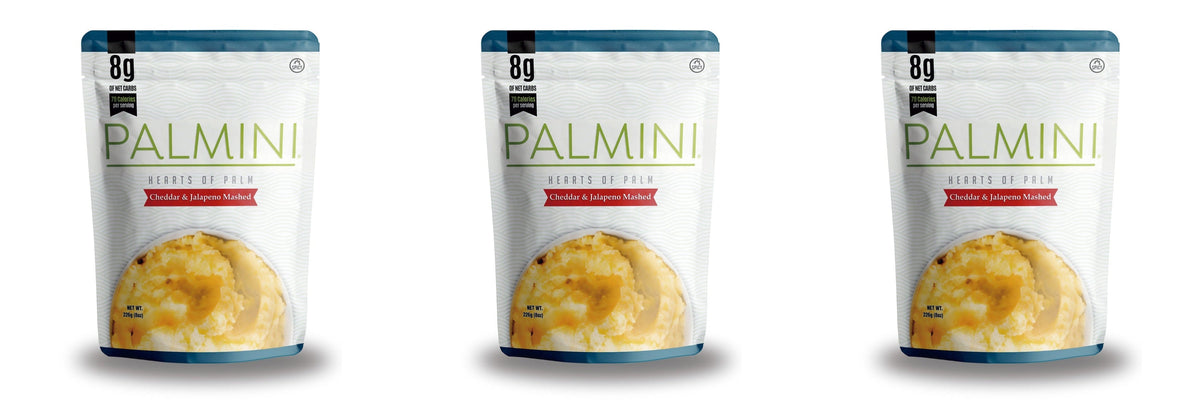 Palmini Low Carb Hearts Of Palm - Mashed - Cheddar & Jalapeno, 8oz 3-Pack
