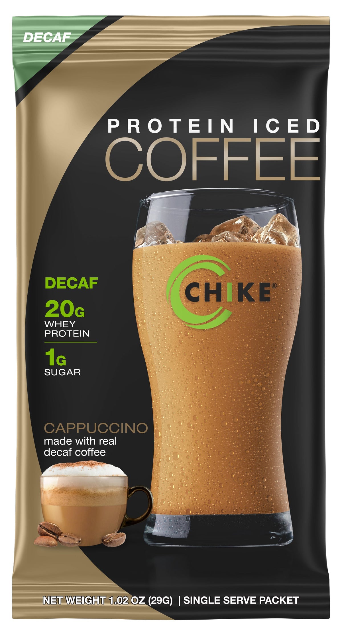 Chike Nutrition High Protein Iced Coffee Single Serving Packets - Decaf Cappuccino, One Packet