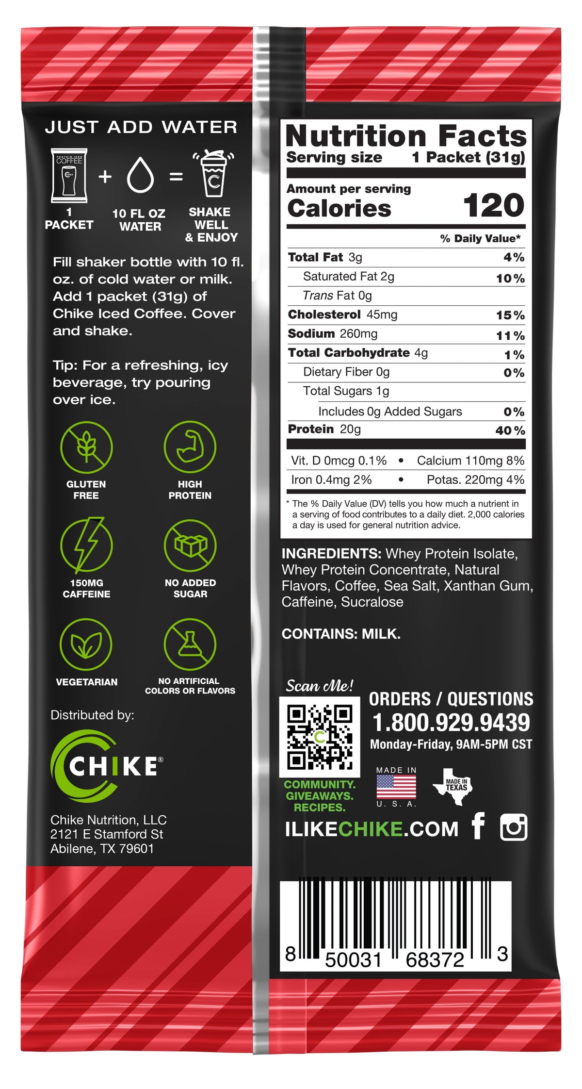 Chike Nutrition High Protein Iced Coffee Single Serving Packets - White Chocolate Peppermint, One Packet