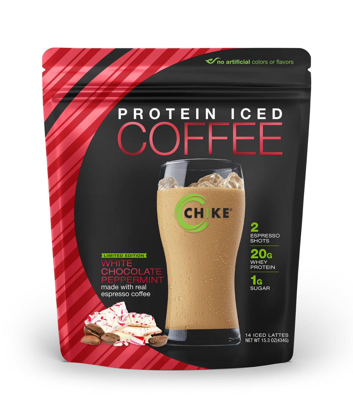 Chike Nutrition High Protein Iced Coffee, 14 Serving Bag - White Chocolate Peppermint, 14.8 oz (420g)