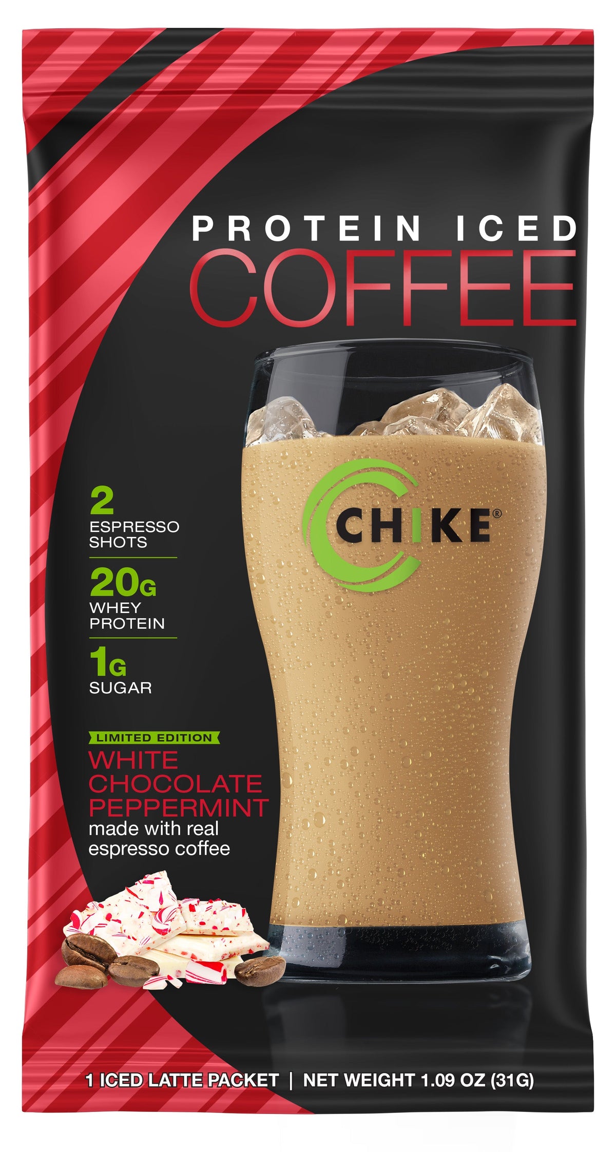 Chike Nutrition High Protein Iced Coffee Single Serving Packets - White Chocolate Peppermint, One Packet