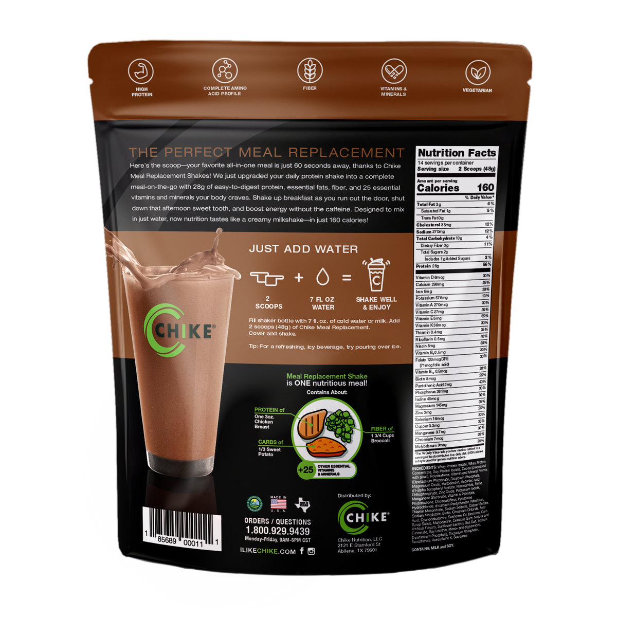 Chike Nutrition Meal Replacement - Chocolate Fudge Brownie, 1.45 lb Bag
