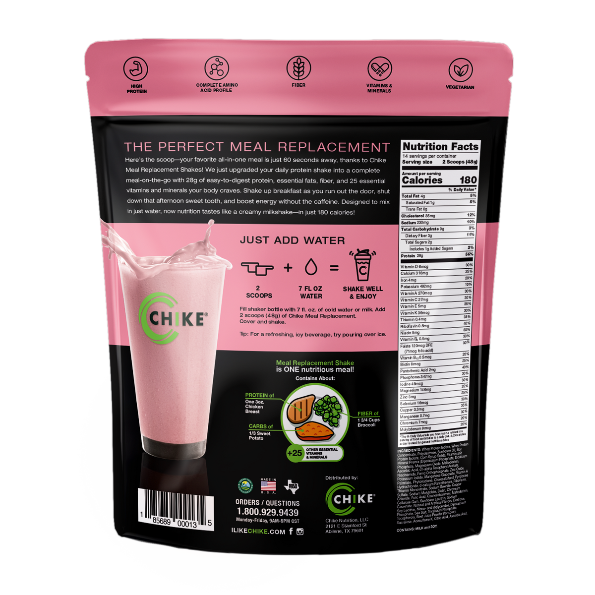 Chike Nutrition Meal Replacement - Strawberry & Cream, 1.45 lb Bag