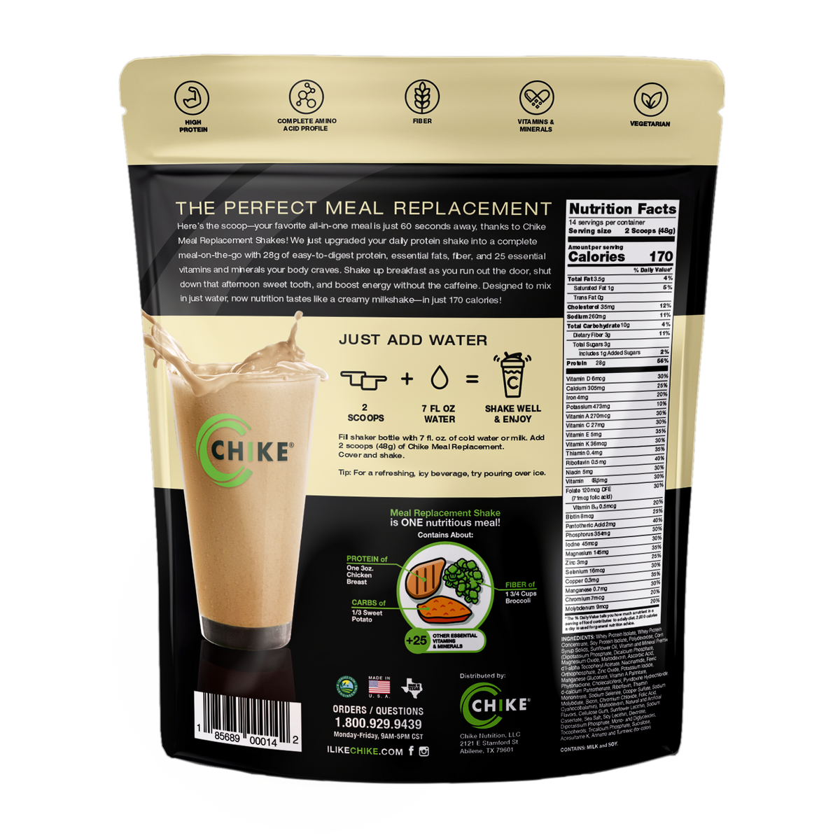 Chike Nutrition Meal Replacement - Vanilla Cake Batter, 1.45 lb Bag