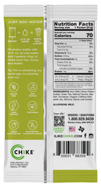 Chike Green Tea Lemonade protein iced tea packet back with directions and Nutrition Facts