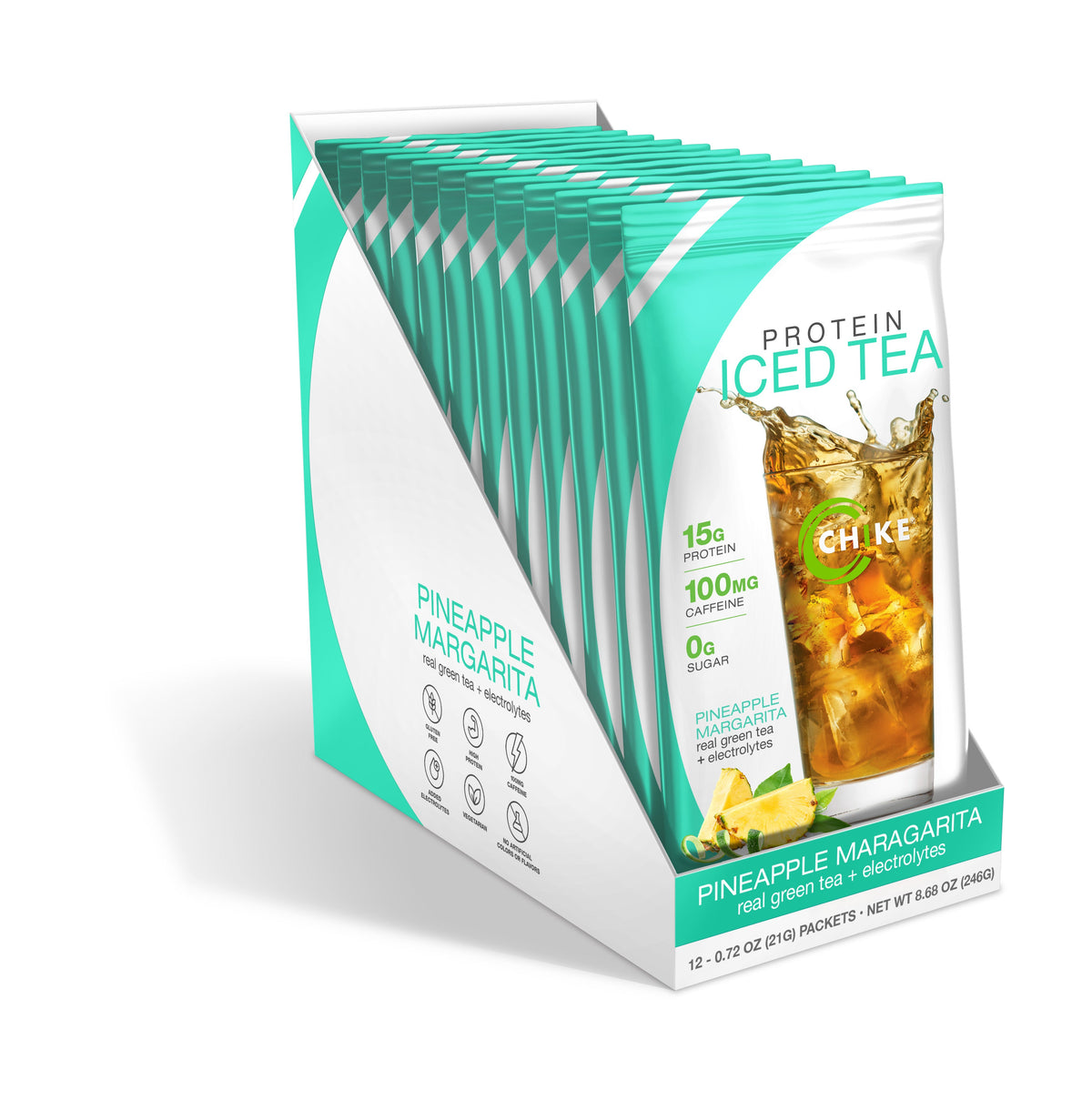 Chike Pineapple Margarita protein iced tea 12-packet display box