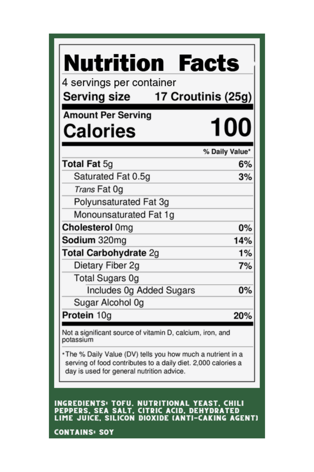 Croutinis High Protein Crouton Snack - Chili Lime, label