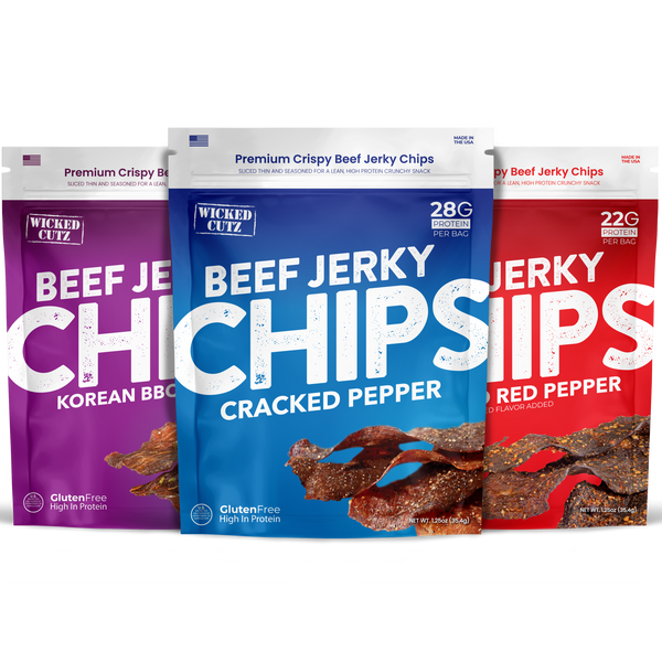 High Protein Beef Jerky Chips by Wicked Cutz - Variety Pack