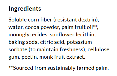 Ingredients for ChocZero No Sugar Added Chocolate Dessert Sauce, 12 oz