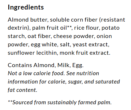Ingredients for ChocZero Crackers, 8.5 oz