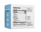 A box of chocolate peanut butter high protein cereal displays nutrition facts, including calories, serving size, and key nutrients, set against a light blue background.