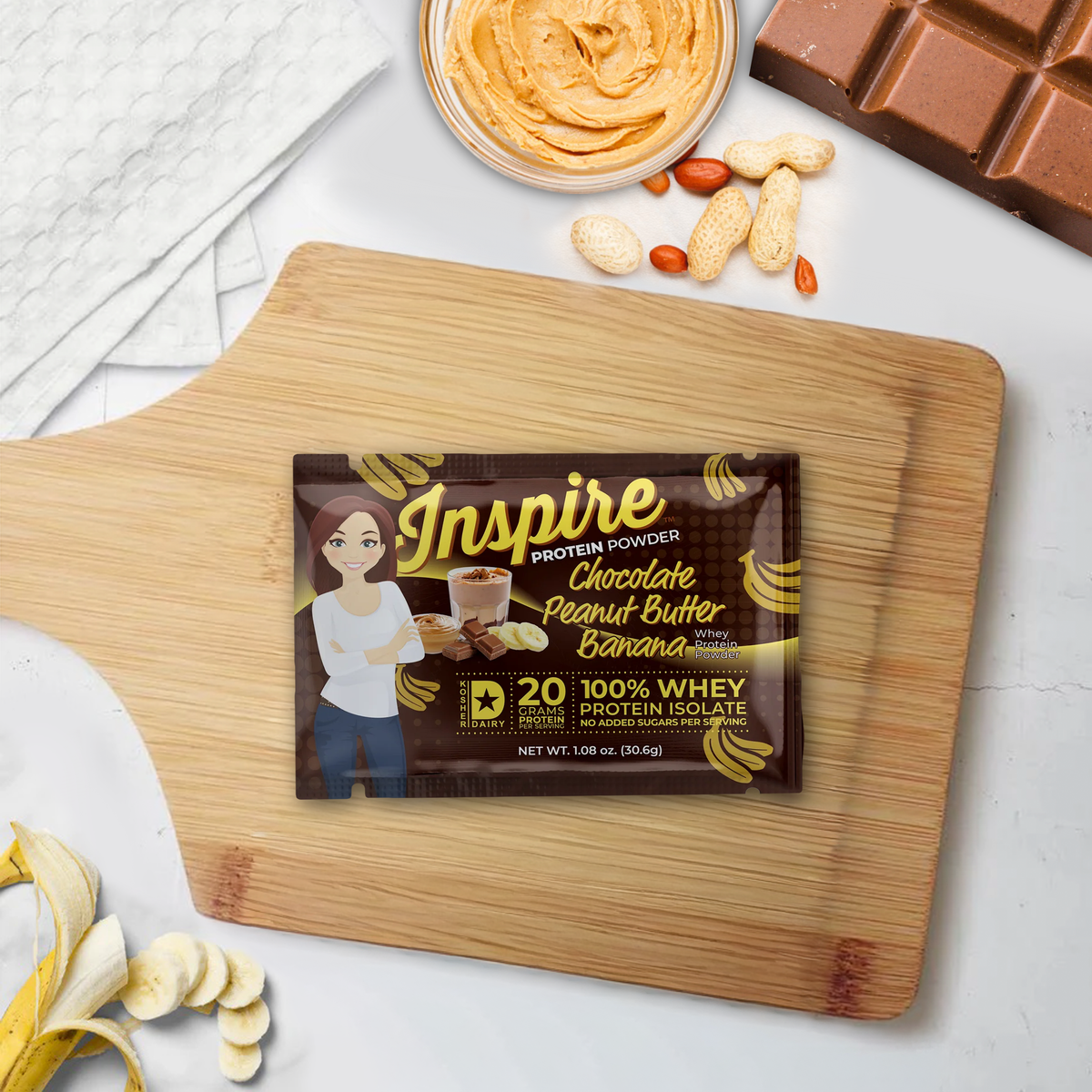 Inspire Chocolate Peanut Butter Banana Protein Powder - One Serving, One Pack