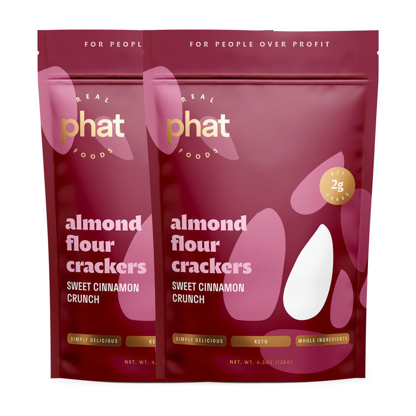 Almond Flour Crackers by Real Phat Foods (4.5 oz) - Sweet Cinnamon Crunch