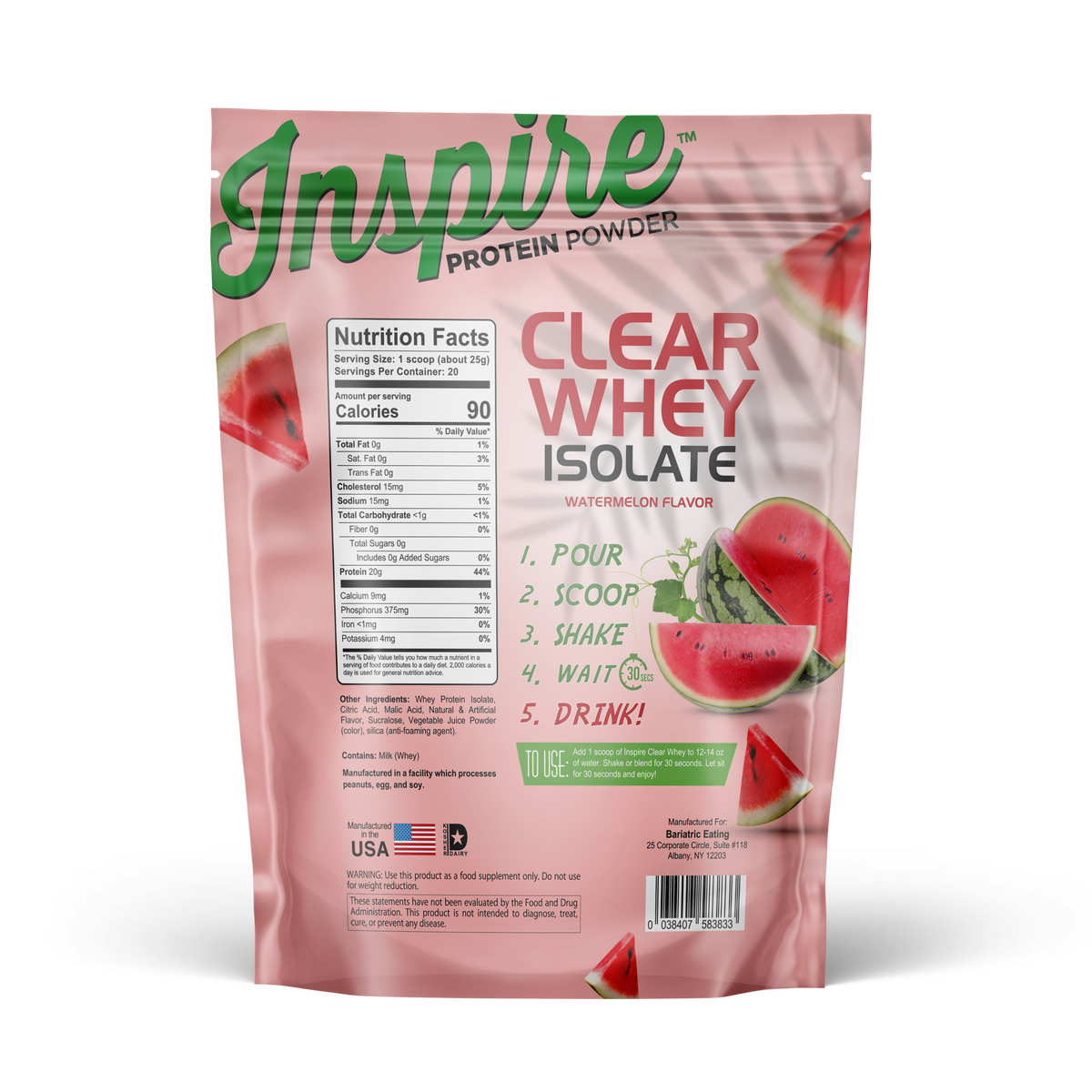 Inspire Clear Whey Protein Powder - Watermelon - 20 Servings