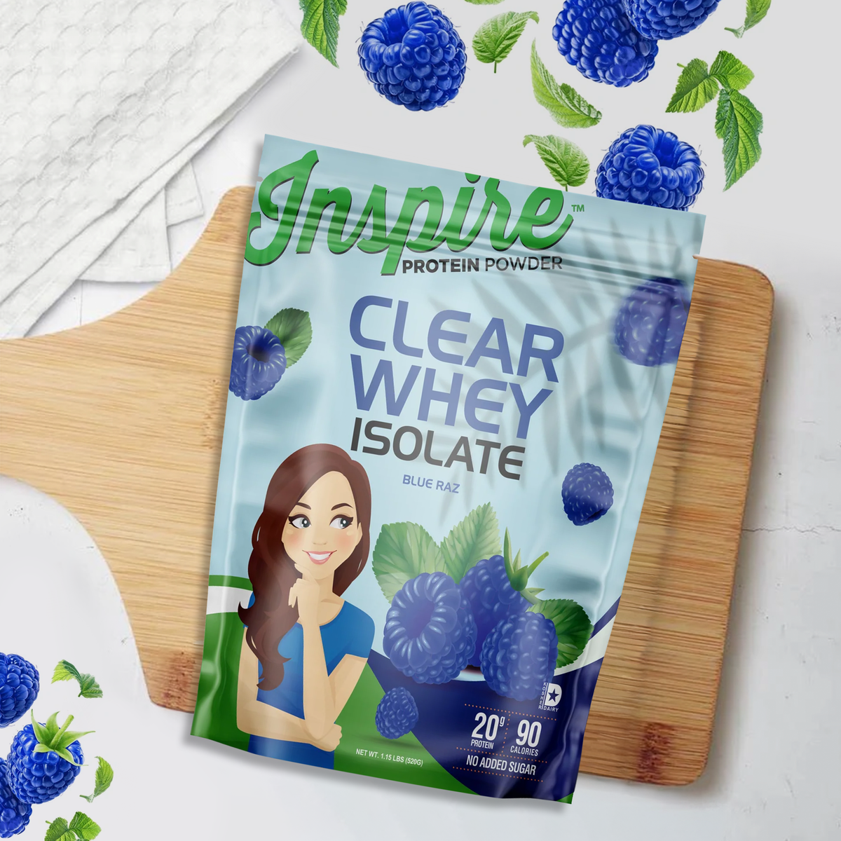 Inspire Clear Whey Protein Powder - Blue Razz - 20 Servings