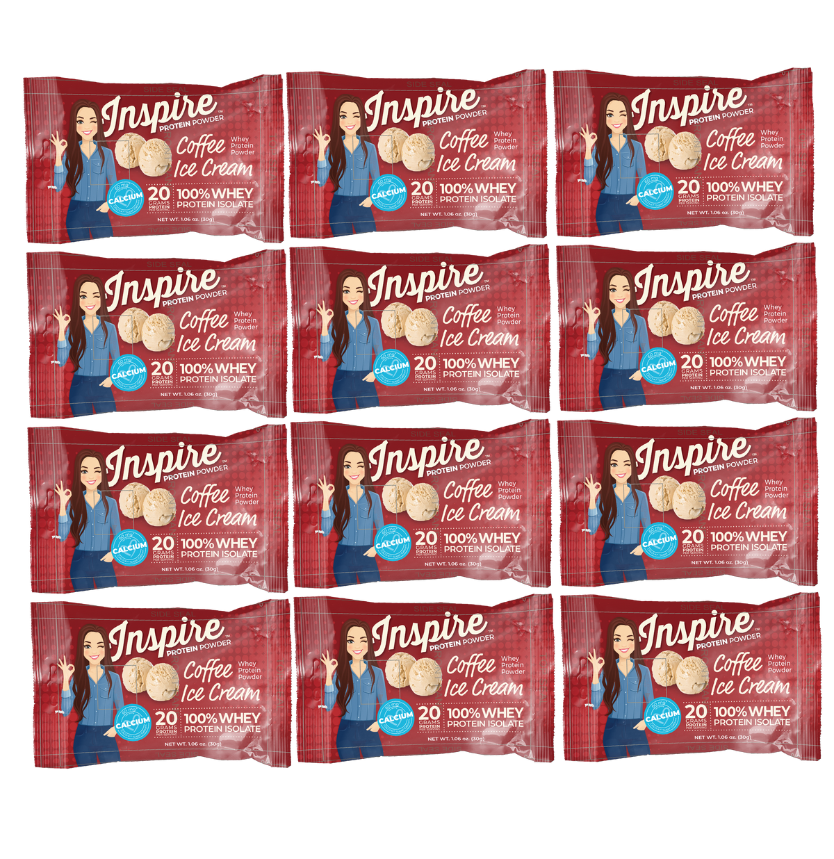 Inspire Coffee Ice Cream Protein Powder - One Serving, 12-Pack