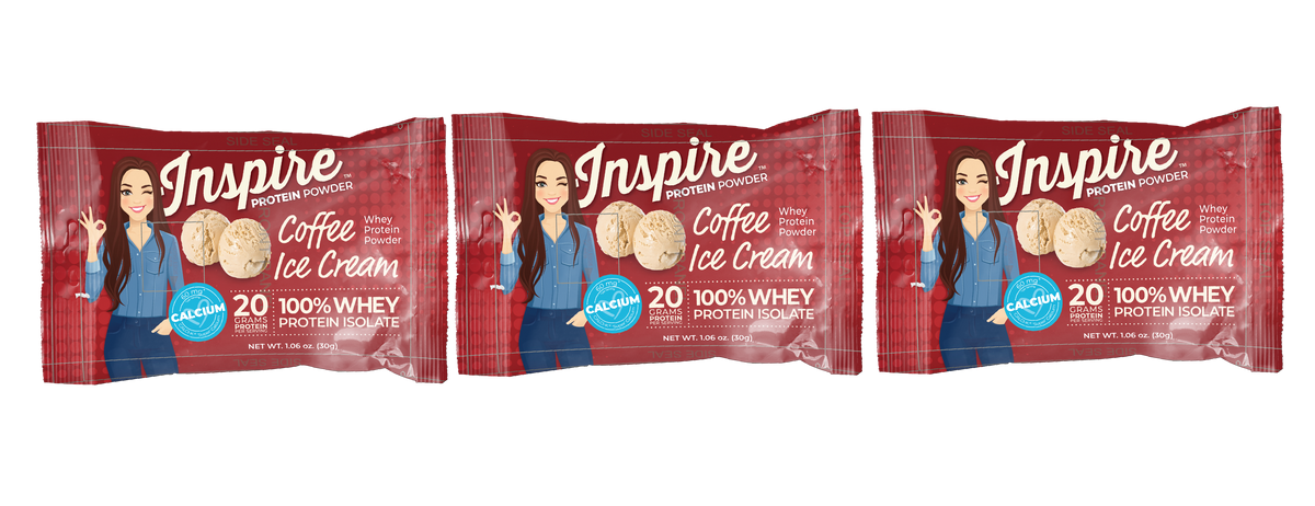 Inspire Coffee Ice Cream Protein Powder - One Serving, 3-Pack