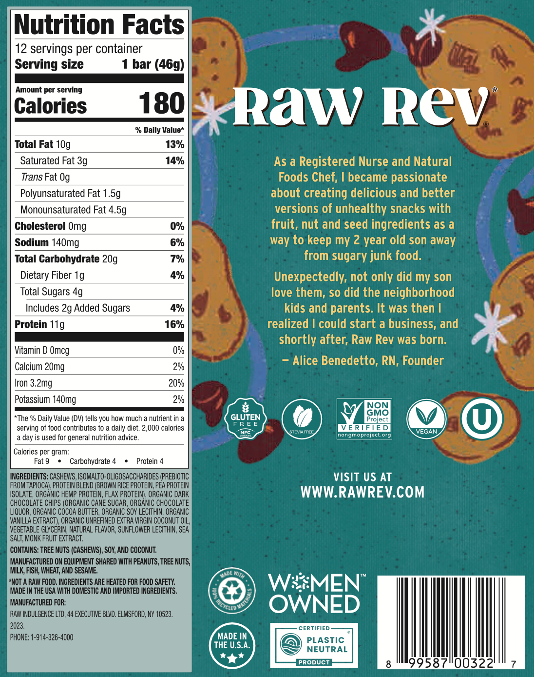 Raw Revolution Raw Rev Glo Bars - Chocolate Chip Cookie Dough