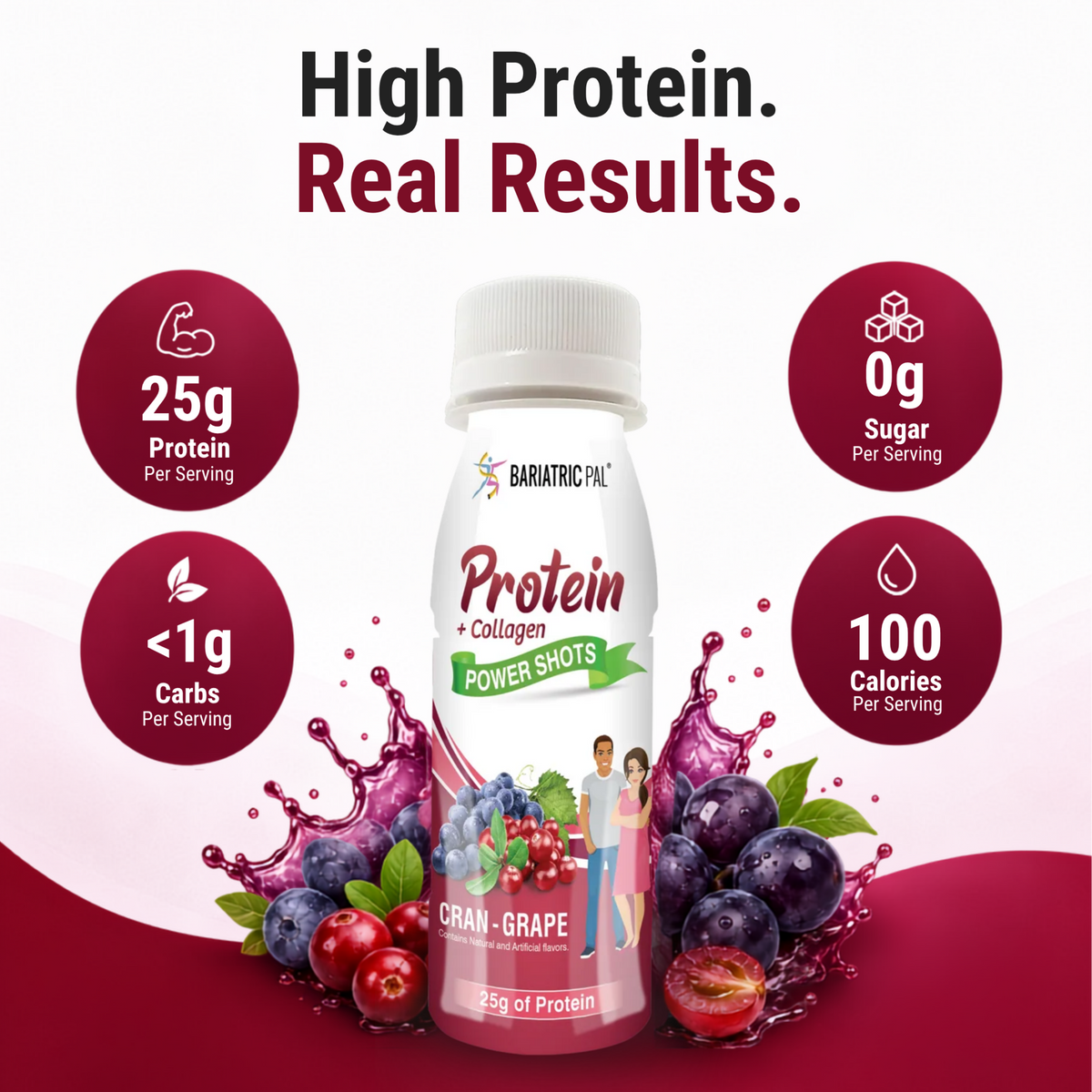 Whey & Collagen Protein Power Shots, Cran Grape, image 6