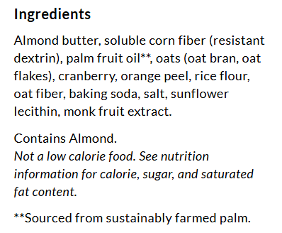 Ingredients for ChocZero Breakfast Biscuits, Cranberry Orange, 9 oz