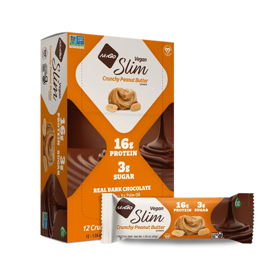 NuGo Slim Bars, Crunchy Peanut Butter (Vegan) #Size_12 Bars.