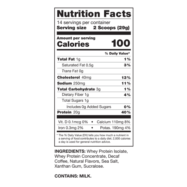 Chike Nutrition High Protein Iced Coffee, 14 Serving Bag - Decaf Cappuccino, 14.3 oz (406g)