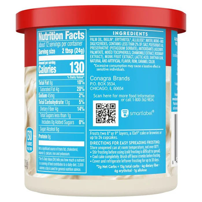 Duncan Hines Keto Friendly Frosting - Vanilla 11 oz