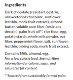 Ingredients for ChocZero Jolies Dark Chocolate Mint Cookies, 8 oz