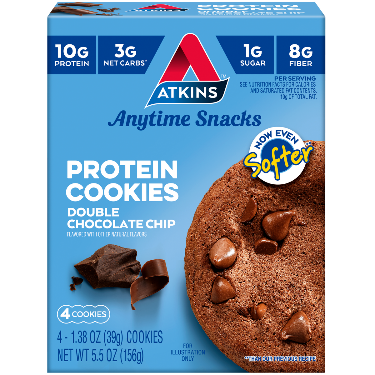 Atkins Nutritionals Snack Protein Cookies (4 cookies) - Double Chocolate Chip One Box