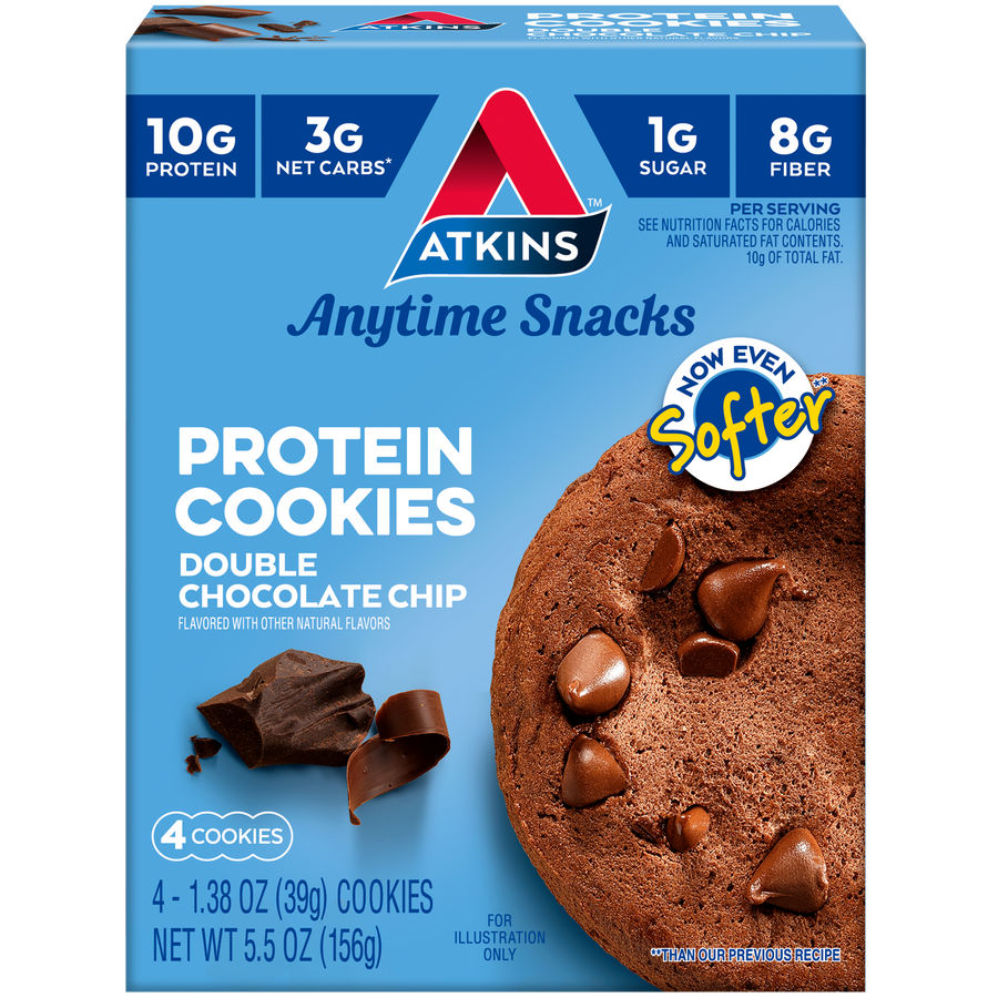 Atkins Nutritionals Snack Protein Cookies (4 cookies) - Double Chocolate Chip One Box