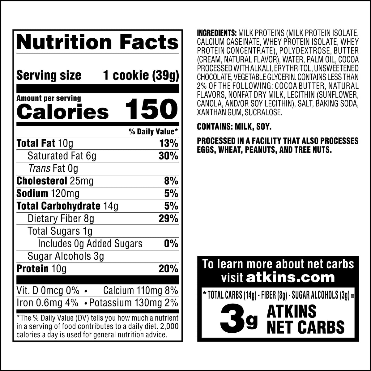 Atkins Nutritionals Snack Protein Cookies (4 cookies) - Double Chocolate Chip One Box