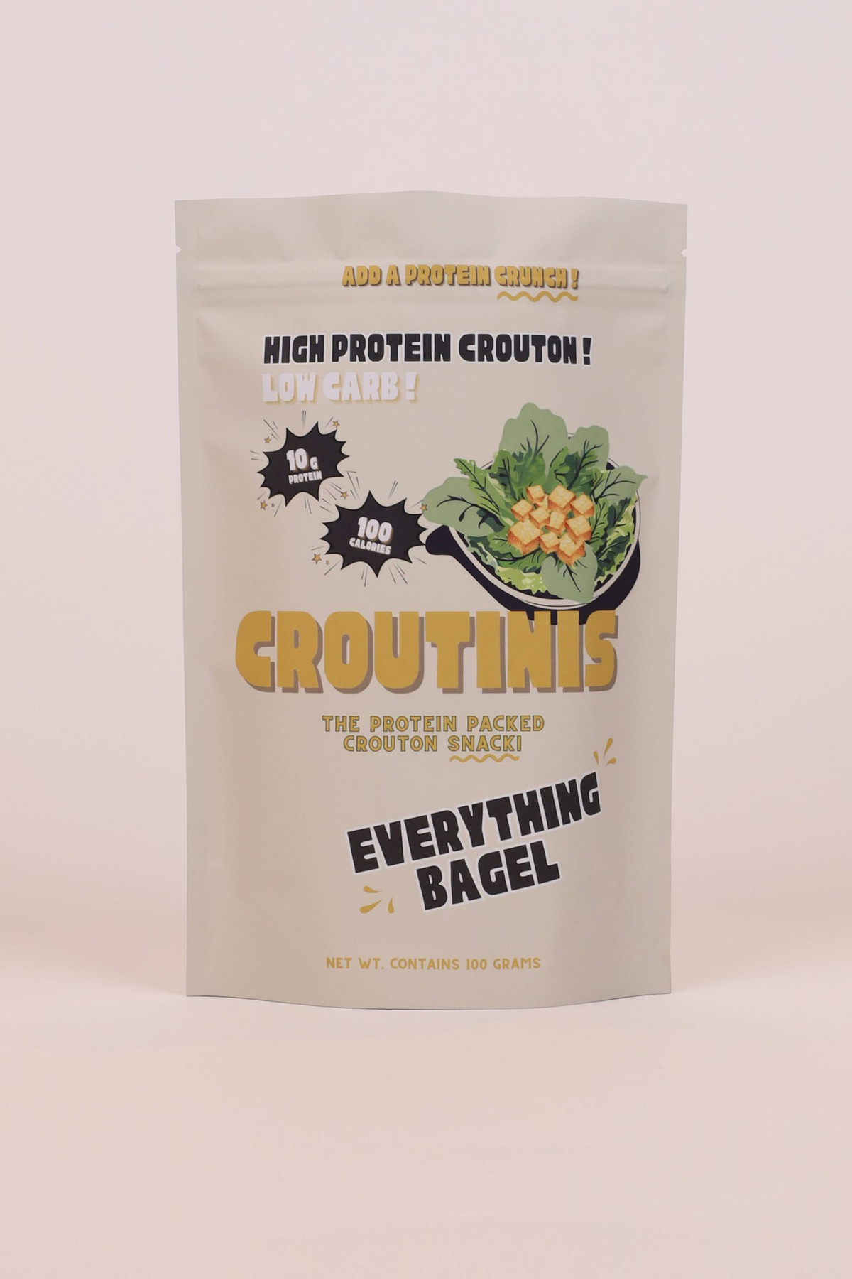 Croutinis High Protein Crouton Snack - Everything Bagel 100g, front