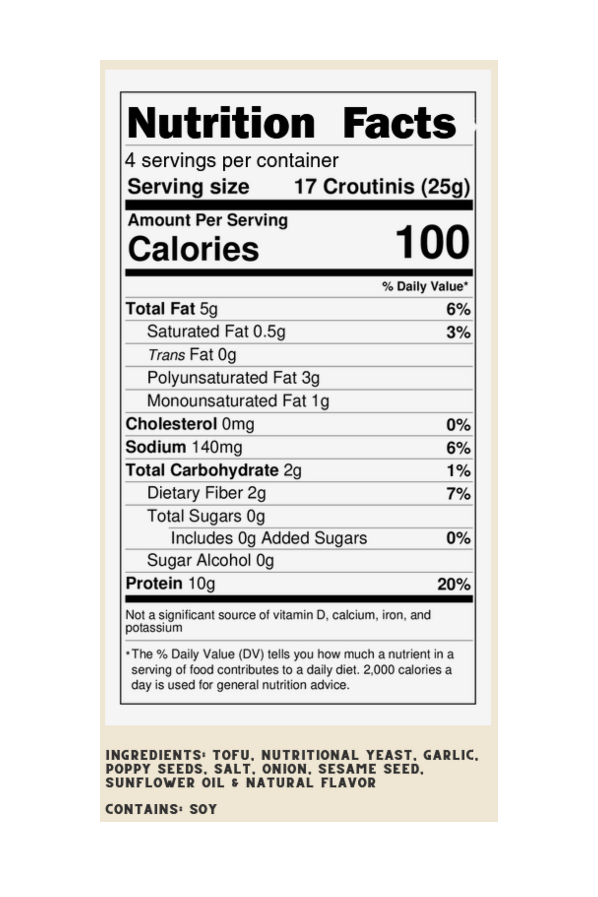 Croutinis High Protein Crouton Snack - Everything Bagel, label